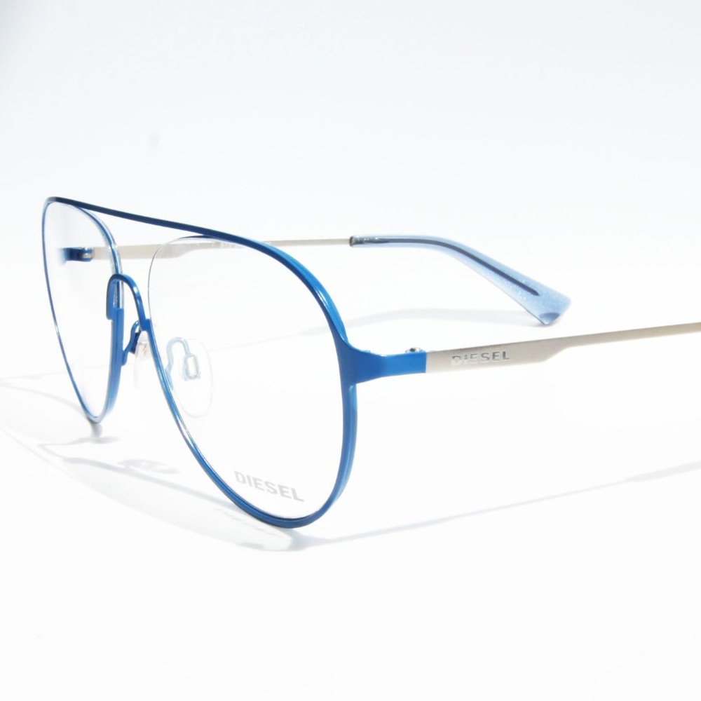NEW DIESEL DL5322 091 56-15-145 BLUE METAL AVIATOR SHIELD EYEGLASSES